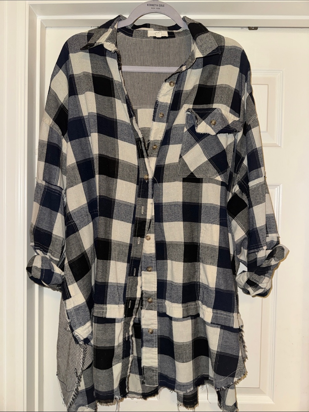 Easel Plaid Distressed Button-Down Shirt